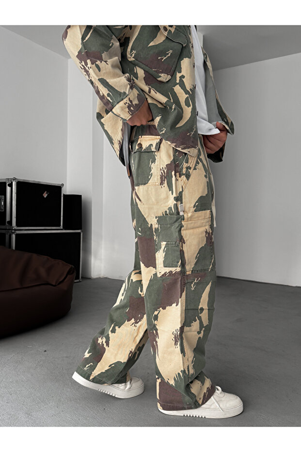 Yeşil Bej Kamuflaj Kargo Pantolon C-6576 - 3