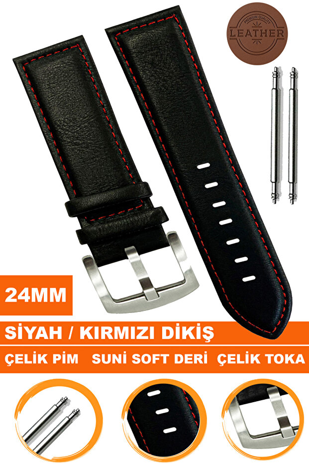 Soft Leather Watch Band Strap Compatible with 24mm Watches Al11Soft24Mm