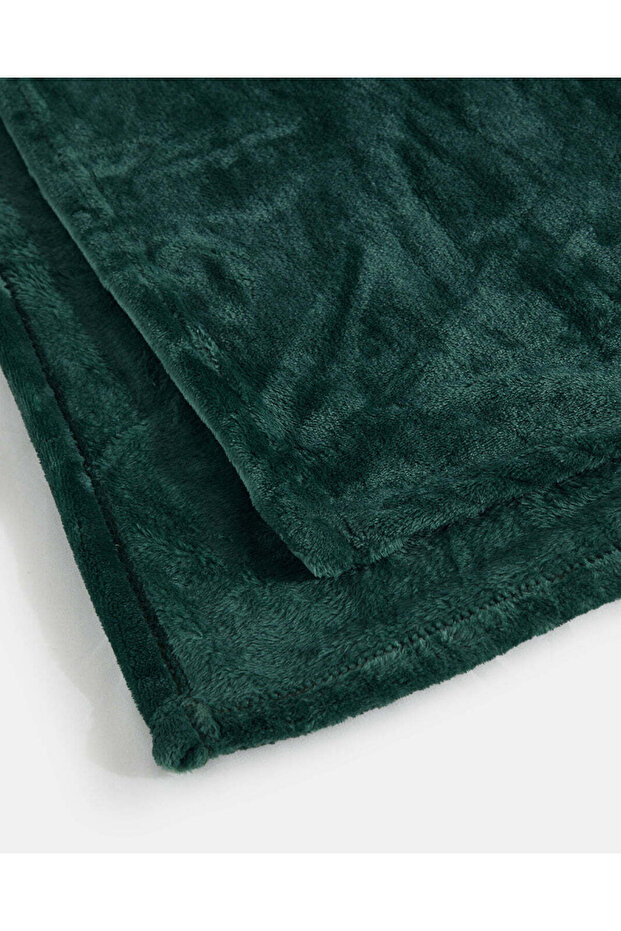 بطانية فلانيل خضراء سادة، مقاس مفرد - 5