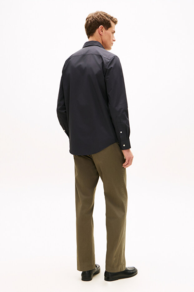 Erkek Poplin Solid Siyah Gömlek - 5