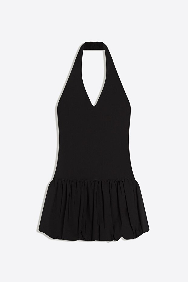 Bengalin kumaş balon mini elbise - 3