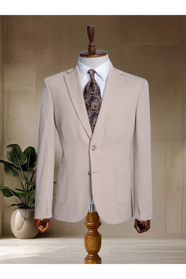 Beige Sport Classic Italian Style S Slim Fit Men's Blazer Jacket