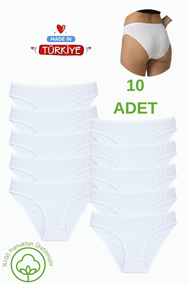10 Pieces 100% Heart Bikini Panties Set - Daily Comfort Economic Package