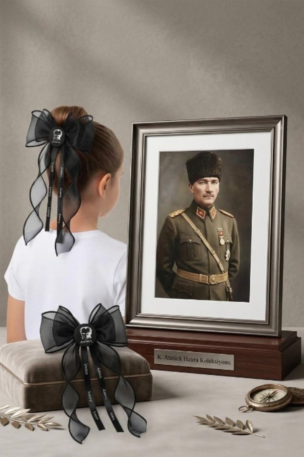 23 April Special Occasions Ataturk Bow Tie t Tulle with Clip Buckle Black for School and Daily Use