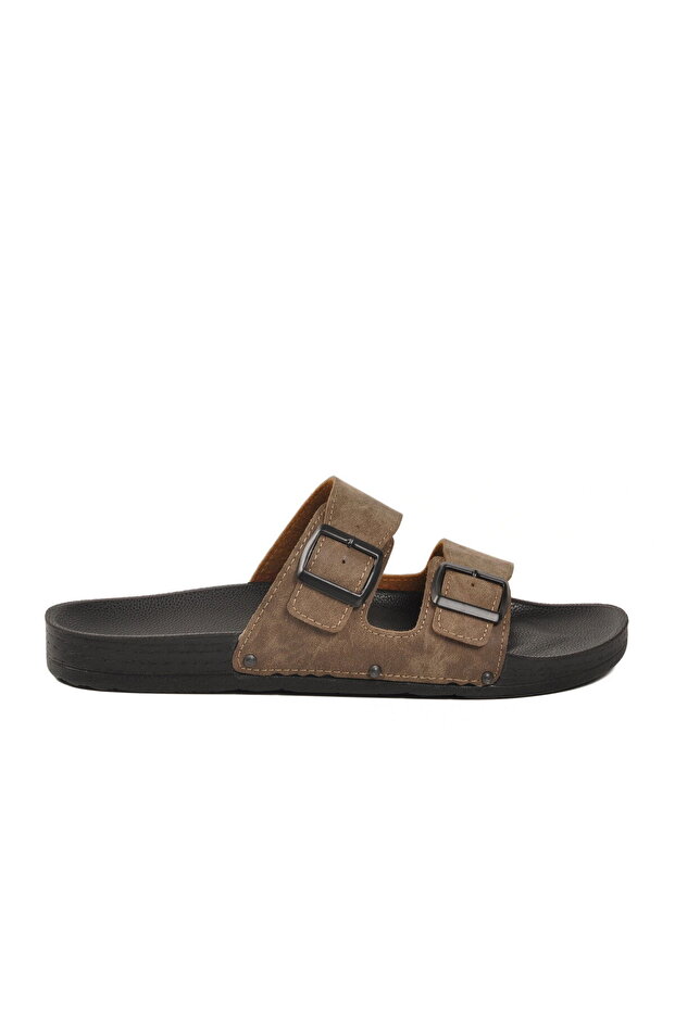 Mink Double Striped Lightweight Leather Men's Slipper Pc-7038 m
