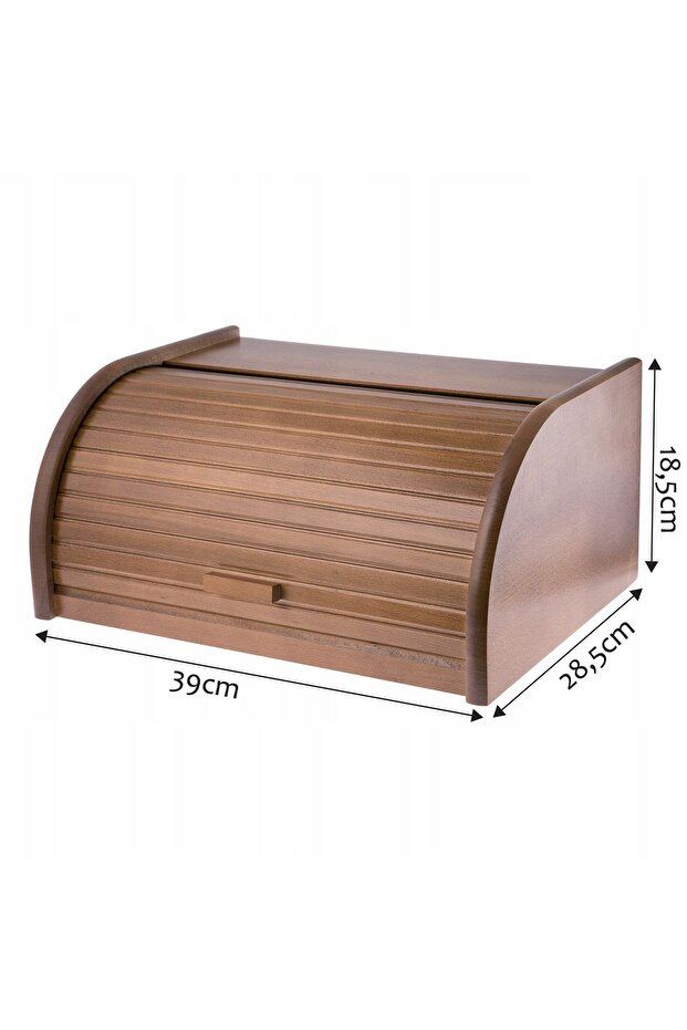 Wooden Bread Bin for Bread Rolls Large Solid Brown - 3