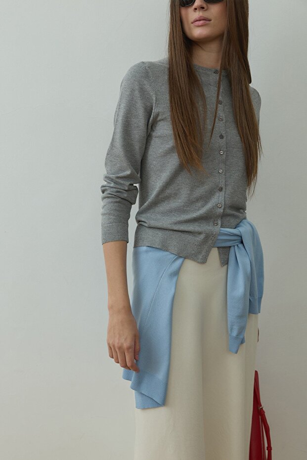 Gray Arya Knitwear Cardigan