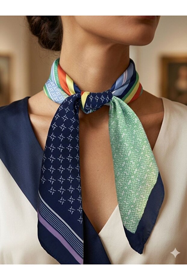 وشاح مسطح خاص منقوش (70x70) - 1