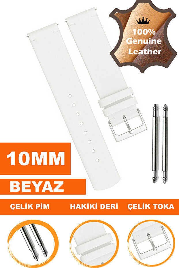 Genuine Leather Watch Band Strap Compatible with 10mm Watches L04Mk-10Mm