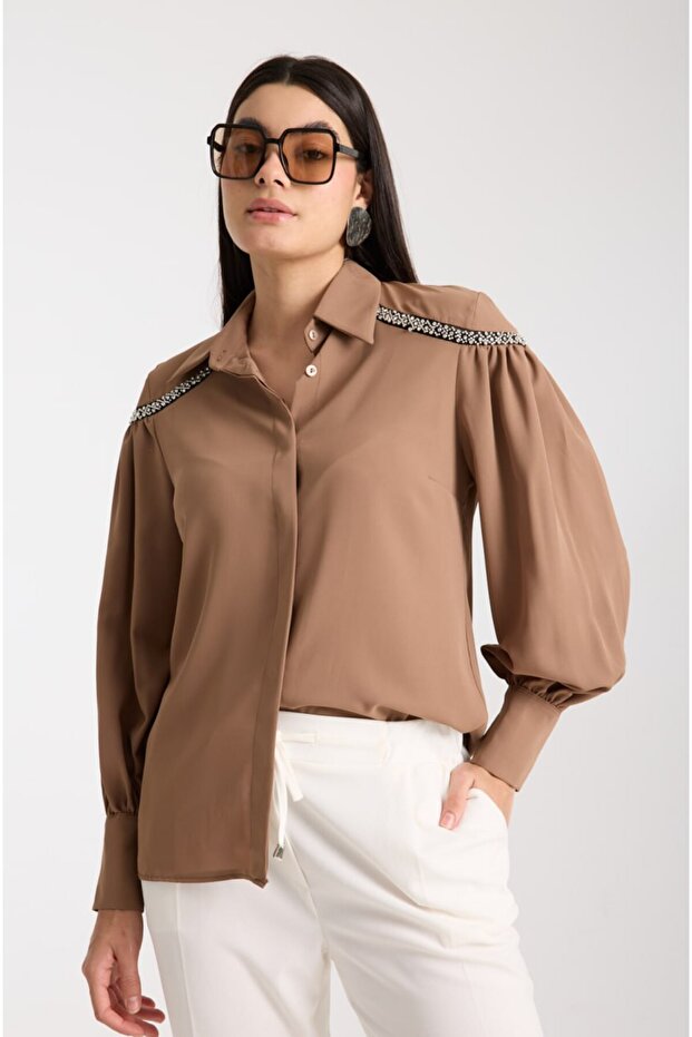 Beaded Embroidered Women's Shirt