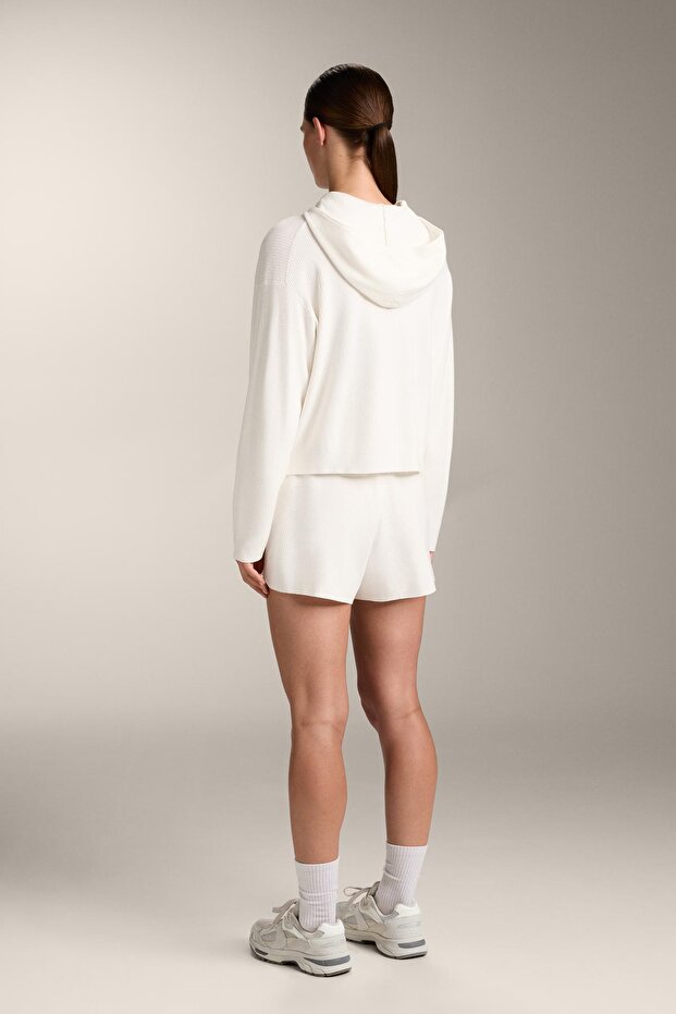 Kapüşonlu örgü ceket - 6