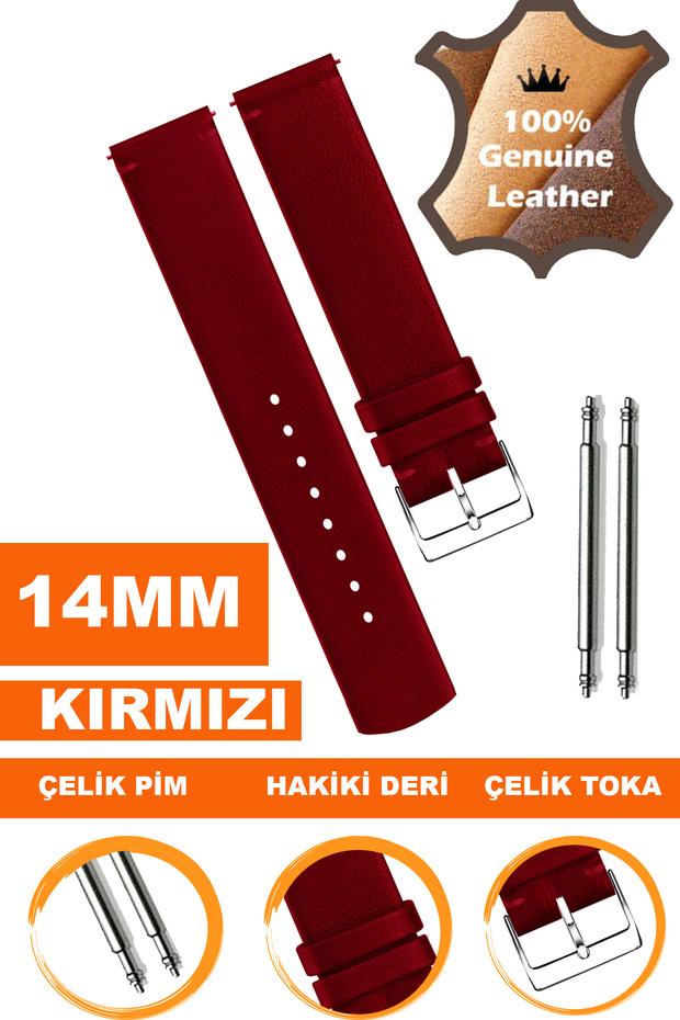 Genuine Leather Watch Band Strap Compatible with 14mm Watches L04Mk-14Mm
