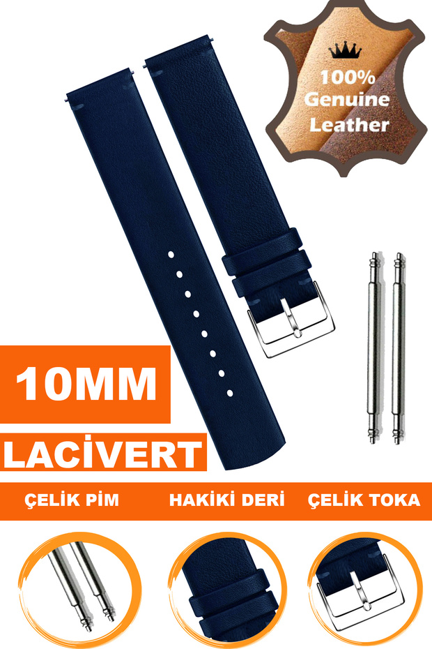 Genuine Leather Watch Band Strap Compatible with 10mm Watches L04Mk-10Mm