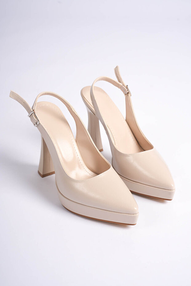 Hera Women's Beige Platform Heeled Shoes
