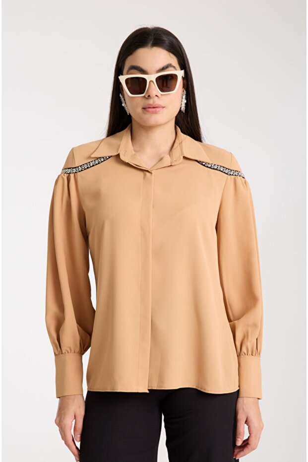 Beaded Embroidered Women's Shirt