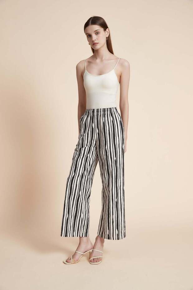 Long striped patterned trousers