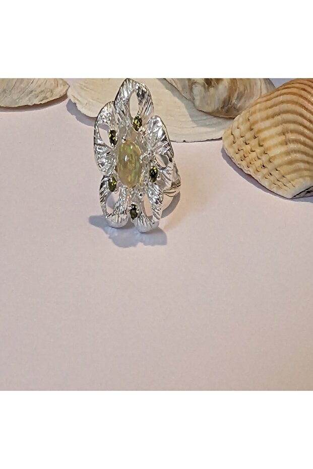 inel argint opal- floare - 3