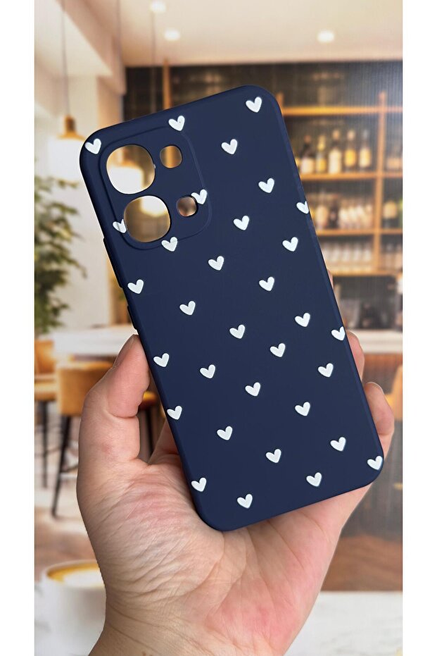 Oppo A6 Pro Compatible Mini White Heart Patterned Silicone Shock-Absorbing Classic Protected Rubber Case
