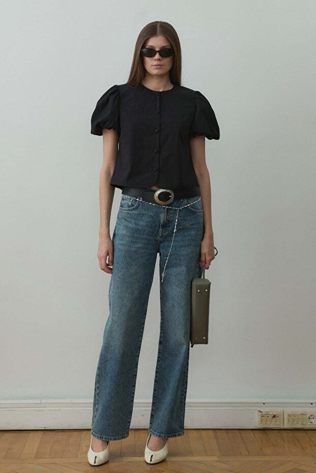 Siyah Beth Balon Kol Gömlek - 7