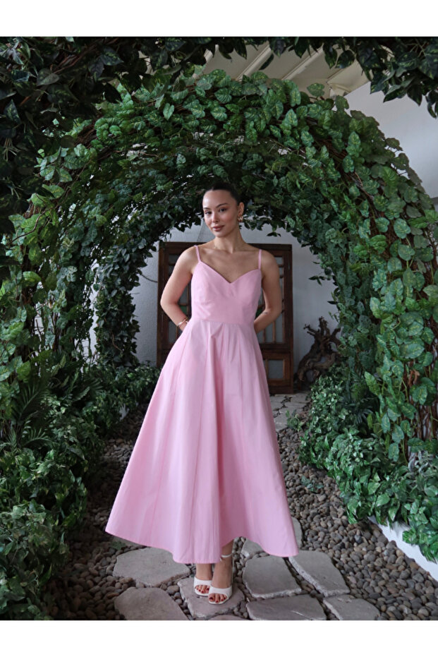 FLOWER POPLİN ELBİSE - 4