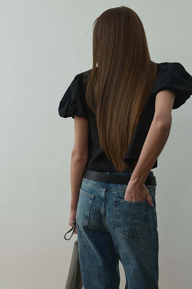 Siyah Beth Balon Kol Gömlek - 6