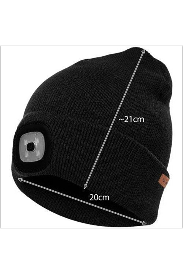 Hat/Headscarf with LED Flashlight, Black - 5
