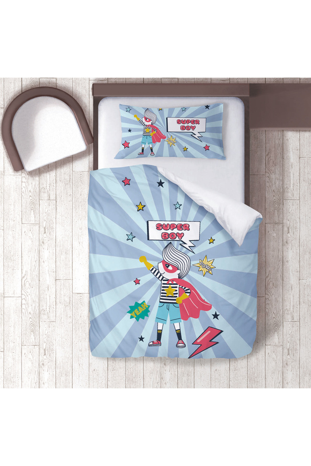 Children's Room Cotton Lu Duvet Cover Set Bed Sheet Sız Super Hero No.00272