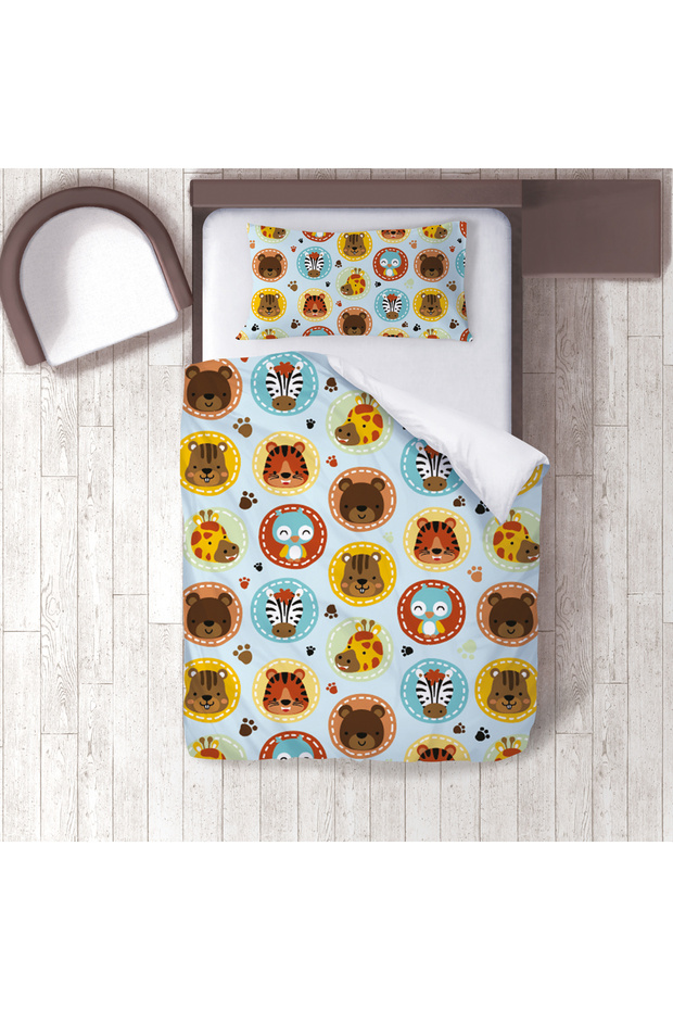 Children's Room Cotton Lu Duvet Cover Set Bed Sheet Sız Orman Hayvanları No.00172