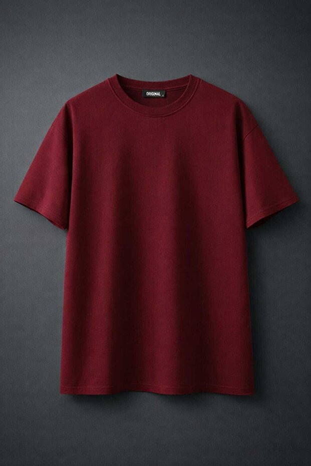 Basic T-Shirt Bordo Pa Cotton Umaş Regular Fit Men/Unisex