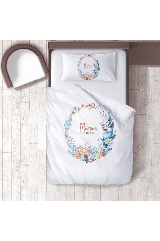 Children's Room Cotton Lu Duvet Cover Set Bed Sheet Sız Deniz Kızı Kedi, Marine Çel
