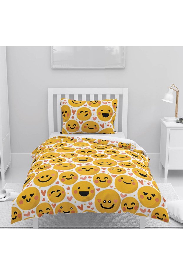Children's Room Cotton Lu Duvet Cover Set Bed Sheet Sız Emojis