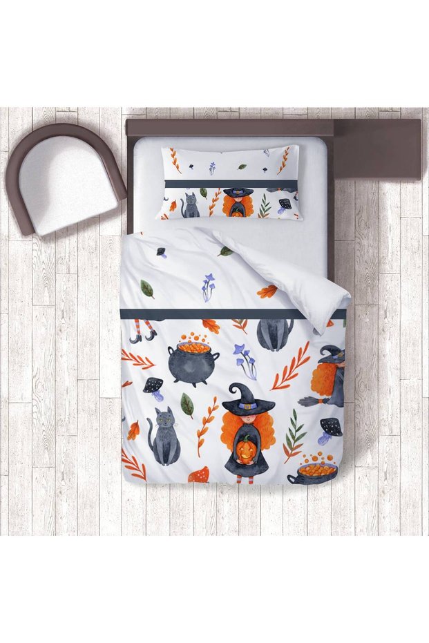 Children's Room Cotton Lu Duvet Cover Set Bed Sheet Sız Cadı Ve Halloween