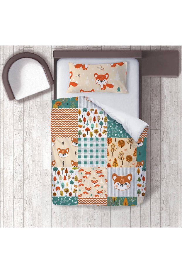 Children's Room Cotton Lu Duvet Cover Set Bed Sheet Sız Tilki Ve Orman