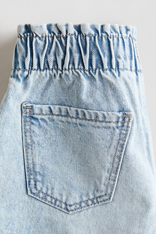 Loose Fit Kot Şort - 3