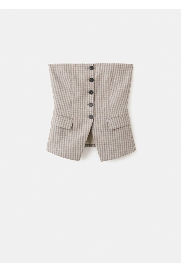 Düğmeli straplez bluz - 3