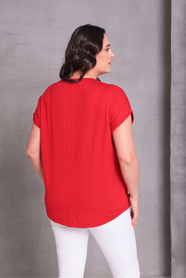 بلوزة مطبوعة بحجر الجيب - 3