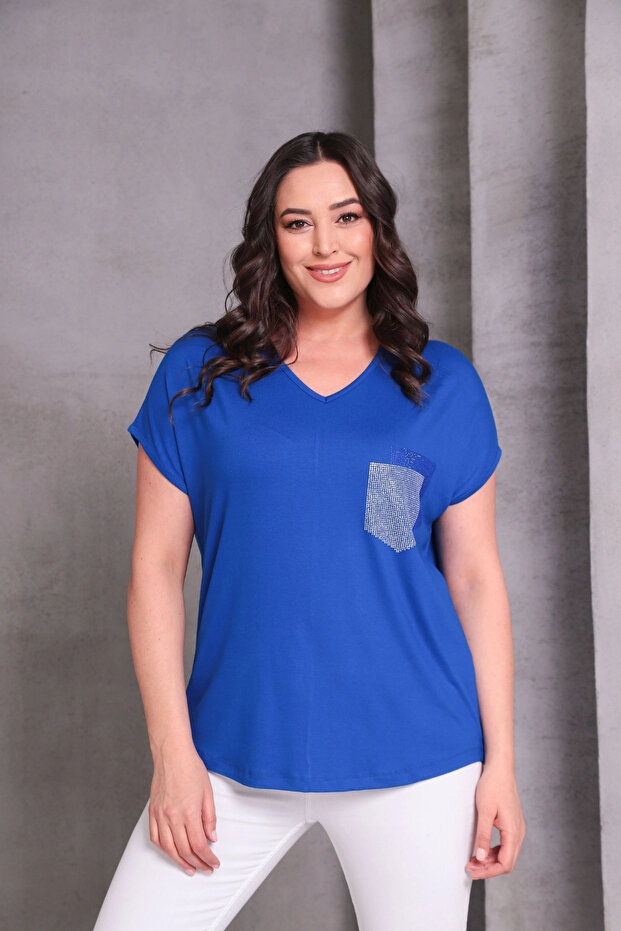 بلوزة مطبوعة بحجر الجيب - 2