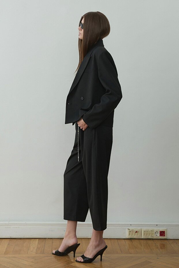 Black Ash Double-Breasted Blazer Jacket - 6
