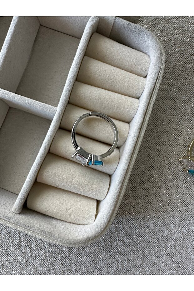 خاتم فضي اللون أزرق اللون من نوع تو تي مرصّع بالأحجار - 2