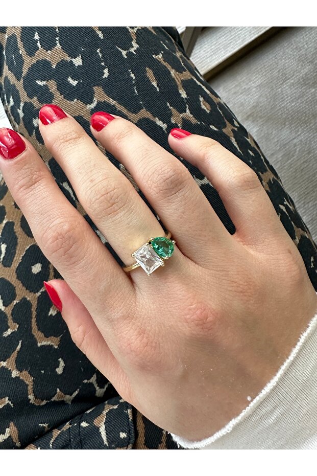 خاتم ذهبي فيروزي من نوع تو تو مرصّع بالأحجار - 4