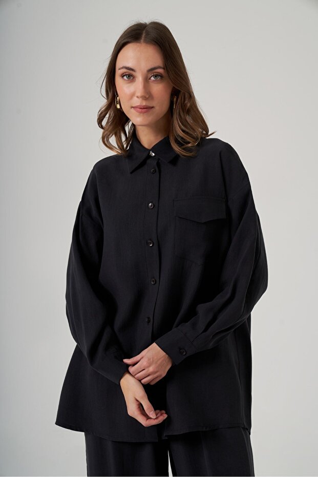 1063 Basic Gömlek Takım – Siyah - 2