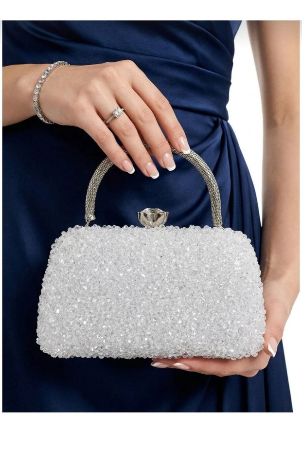 Women's Crystal-Embellished Evening Bag, Special Occasion Bag, Graduation Bag, Valentine's Day Bag