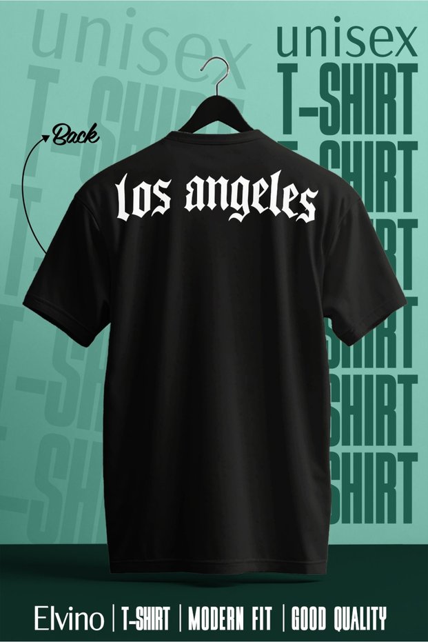 La Printed Oversized Unisex Black T-Shirt
