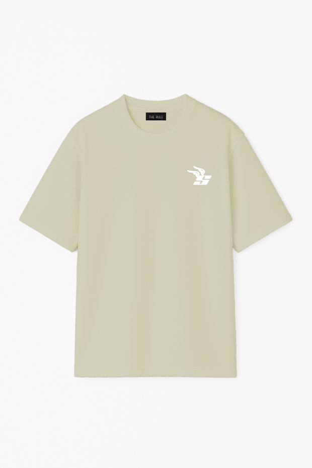 Unisex Stüssy Wing Printed Oversized 100% Cotton Wide Cut Textured Crew Neck Green T-Shirt Rf0654