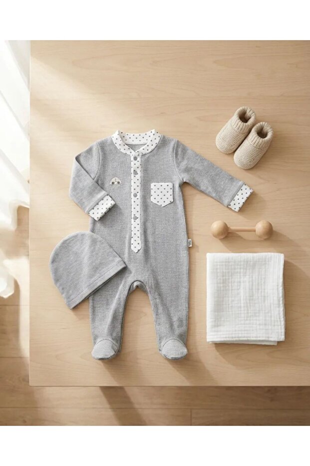 Gray Overalls and Beret Set - Boy