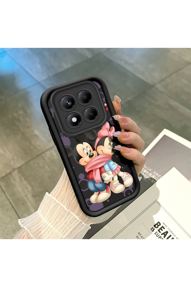 Redmi Note 14 Pro Plus+ 5g Compatible Black Silicone Case Shockproof Camera Protected Cartoon