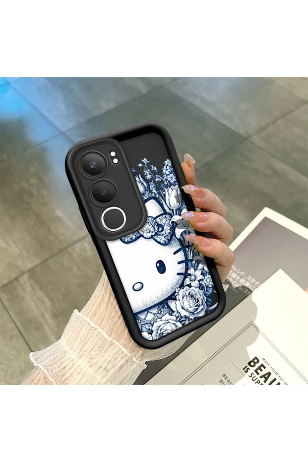 Vivo Y19S 4G/Y19S Pro Compatible Black Silicone Case Shockproof Camera Protected Cartoon Patterned