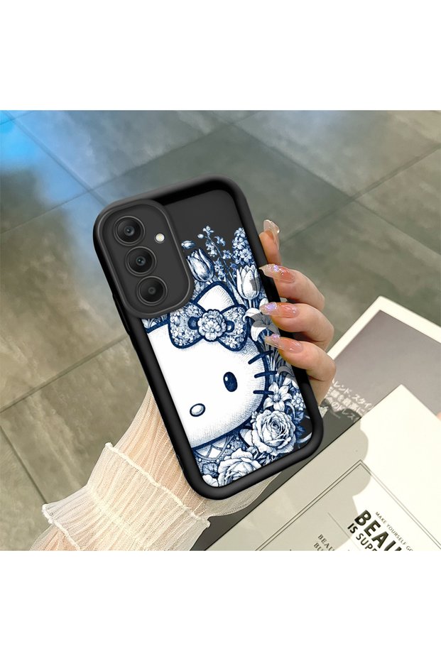 Samsung Galaxy S25 Compatible Black Silicone Case Shockproof with Camera Protection Cartoon Patterned