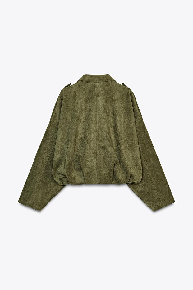 Süet Apoletli Bomber Ceket - 5