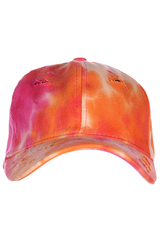 Women Distressed Orange Tie Die Baseball Cap